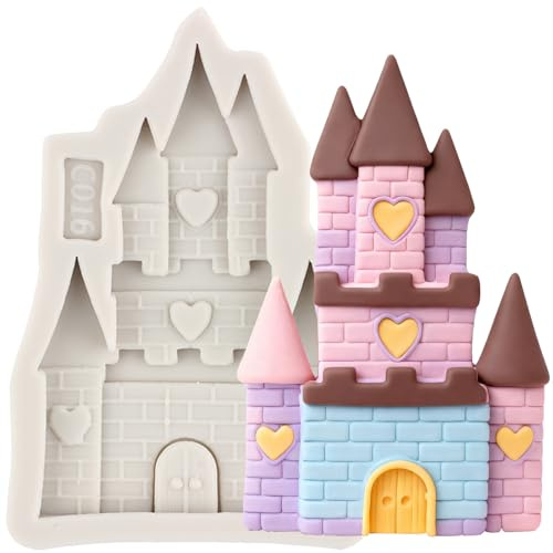 MINFEIDMS Moule à fondant en silicone Cendrillon en forme de château pour décoration de gâteau en sucre pâte polymère argile