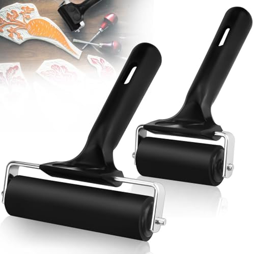 2 rotoli di gomma, rullo in gomma, per pittura a olio, 6 cm, 10 cm, per blocchi di inchiostro