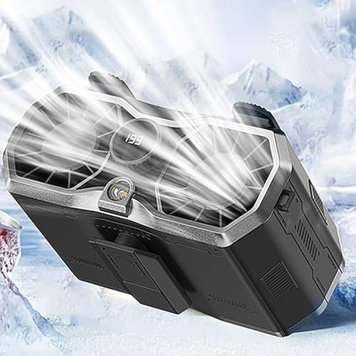 AHDFY Mini Clip De Taille Personnel sur Ventilateur, Cool Clip, USB Rechargeable, Ventilateur pour Tee Shirt, Ventilateur à Pince pour La Taille, 199 RéGlage des Vitesses, Kaki,Noir,10000mA