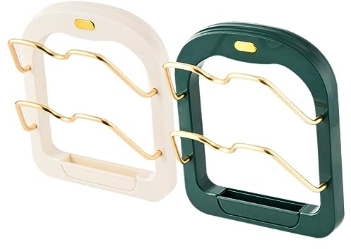 CIYODO Organizer Rack Punch Free Design with 2pcs Pot Lid Wall Mounted 2-layer for, Stainless Steel and Abs Kitchen Storage Organizer Pot Lids and Cutting Boards