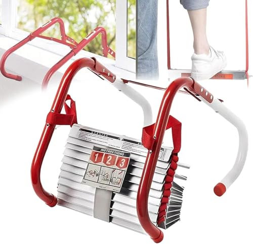 YXCMD Échelle de Secours, Échelles de Corde de sécurité，Échelle Pliante Portable，Échelle de Corde D'évacuation d'urgence avec Mousqueton, Cabane dans Les Arbres, Balcon et Garde-Corps(12M/39FT)