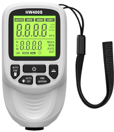 Paint Thickness Gauge, Digital Coating Thickness Gauge, Smart Car Paint Testing Meter LED Display High Precision Probe for Measuring Thickness of Metal Coatings Paint and Anodized Coating (White)