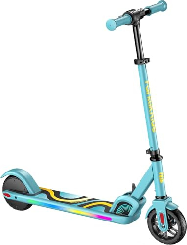 FanttikRide C9 Pro Elektroroller für Kinder 8-12 Jahren, Bunte Regenbogenlichter, 8/12/16 km/h, 8KM Reichweite, LED-Anzeige, Höhenverstellbar, Faltbar, für Jungen und Mädchen