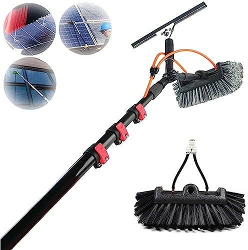 6-12 m Solarpanel-Reinigungsbürste, Wassereinlassstange und Rucksack/Fensterreiniger-Teleskopbürste/Ausziehbarer Fensterreiniger, Dachreiniger, Wassereinlassstange, Photovoltaik-Panel-Reinig