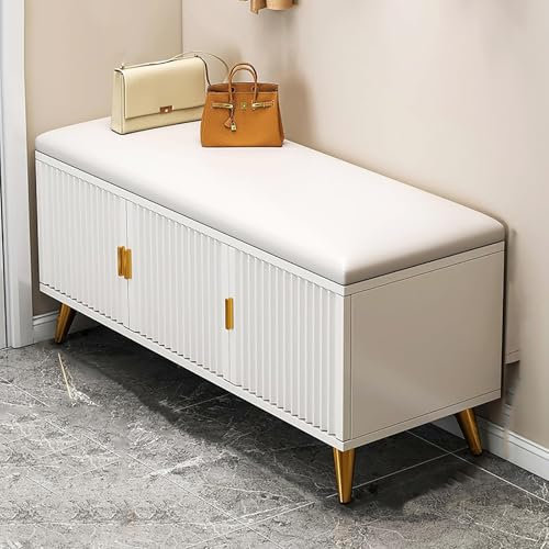 Generisch Schuhregalbank mit versteckter Aufbewahrung für High Heels – moderner, schmaler Schuhschrank mit Türen für Eingangsbereiche und Flure – Luxuriöser Ottoman mit Sitz und Organizer (Größe: 120