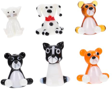 MUSISALY 6er-Pack Hundeornamente Aus Glas Dackel-Dekoration Kleiner Hund Verzierungen Aus Glas Handwerk Heimdekor Material Zufälliger Stil