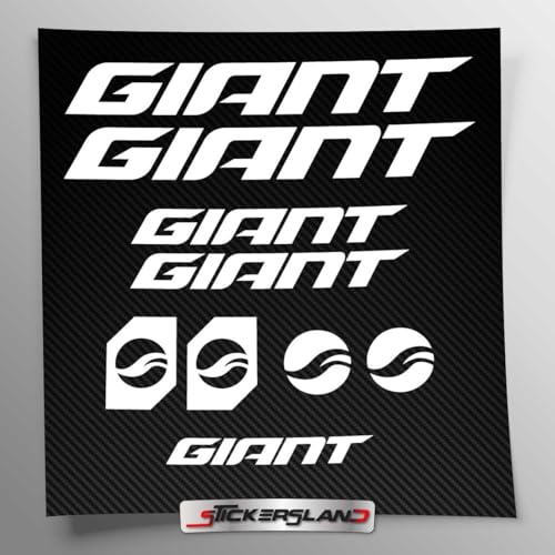 Sticker Kit Compatible with MTB Mountain Bike Frame and Helmet | Decals Sticker Decal Bike Logos | Stickersland® GIAN (Glossy White)