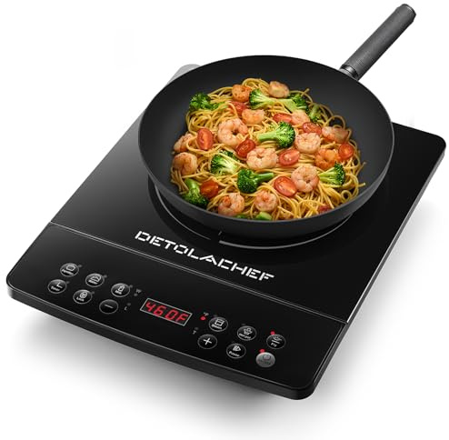 Portable Induction Cooktop, 1800W Induction Burner Hot Plate with Sensor Touch, 10 Temps from 140°F to 460°F, Countertop Burner with Timer Child Lock