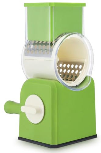 Fangxuee Rallador de Queso Rotatorio - Cortadora y Trituradora Manual de Verduras con, Base de Succión Fuerte, Corte Eficiente