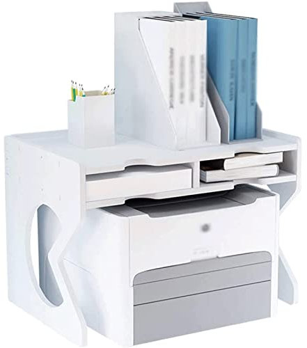 XAoSCd Druckerständer Aus Mehrschichtigem Holz, Schreibtisch-Organizer-Ablage Für Kleine Räume, Standregal Für Scanner Und Faxgeräte, Druckerhalter, Weiß, Mobil,