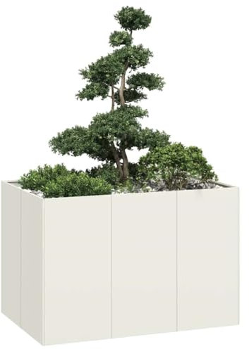 LAPOOH Jardinera Acero Blanco 120x80x80 cm, Huerto Urbano Terraza, Jardineras Exterior, Jardineria Maceteros, Mesa De Cultivo, Huerto En Casa - 860788