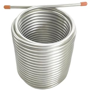 VCHICS Wärmetauscher, Doppelschichtir Bier-Wasser-Würzekühler, 14 M LAN Kühlschlan, Lebensmittelqualität 304 Edelstahl, Outdoor-Inkubator-Bierkühlschlan Für Fußbodenheizung, Warmwasserbereitung