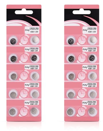 Rdxanc - Paquete de 10/20 pilas AG6 LR920 LR920 AG6 pilas alcalinas de botón para relojes, calculadoras, luces pequeñas