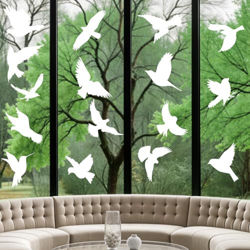 16 Stück Fensteraufkleber Vogelschutz, Anti-Kollision Vogel Aufkleber Fenster, Vogel Aufkleber Fenster um zu Verhindern, Dass Vögel Zuschlagen, Selbstklebend Fenster Sticker für Glasfenster Glastüren