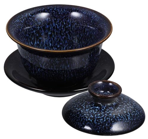 VICASKY Service à Thé Chinois Bol à Thé en Céramique Vintage Isolation et Fond Antidérapant, Tasse à Thé Kung-fu Pratique pour Dégustation Traditionnelle