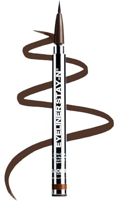 Sacheu Liquid Eyeliner STAY-N, Longwear, Smudge-Proof, Eye’m Crisp, Brown | Ultra-precise 360° flexible tip for clean lines, quick-dry & water-resistant, transfer-proof, infused with peptides, vegan