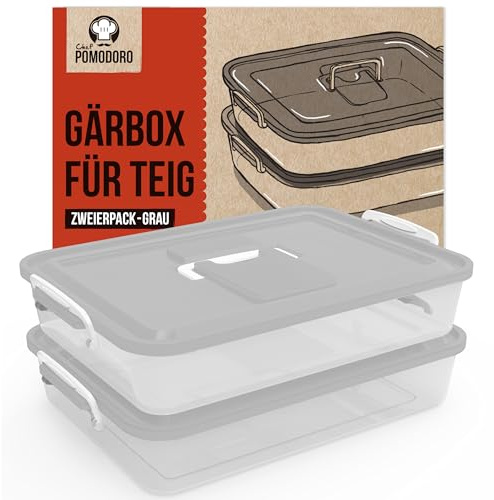 Chef Pomodoro Contenitore Lievitazione Pizza, 35,6x27,9cm (Grigio, 2x) | In Plastica, Ideale per Impasto e Conservazione Alimenti