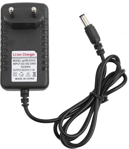 Ejoyous Caricabatterie per Batterie Al Litio Adattatore 21V 1A Caricabatterie per Batterie Agli Ioni di Litio con Nucleo in Rame Ricarica Rapida (Plug 'UE 100-240V)