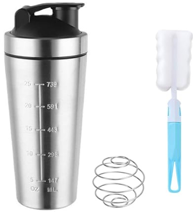 xolear Shaker à Protéines 750 ml, Shaker de Protéines en Acier Inoxydable avec Mixball et Brosse à Tasse, Etanches Tasse à Milkshake Acier Inoxydable pour le sport, le fitness, le yoga, la gym
