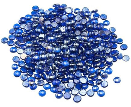VEVOR Verre de Feu pour Braséro, 4,5 kg, Pierres en Verre pour Foyer à Gaz, 19,05 mm, Perles de Verres, sans Fumée, Réfléchissantes, Pierres Décoratives Résistantes, pour Cheminée à Gaz, Bleu Cobalt