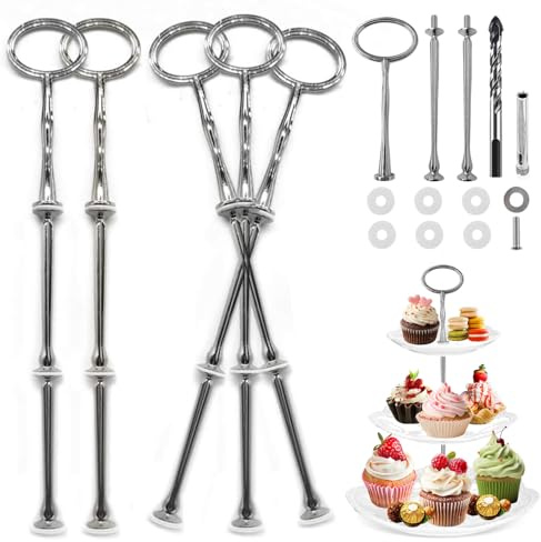 Dtoterul Etageren Stangen Set Silber: 5 Stück Oval Etagere Bausatz Stäbe Für Etageren Bastelset Gestänge für Metallstange Etagere Selber Machen