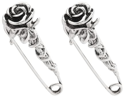 SUPERFINDINGS 2 säkerhetsnål rosblomma formad brosch stor legering säkerhetsnål blommiga kiltstift för halsduk ryggsäck kjol kofta hatt halsduk, 18x55.5x12mm, Metall