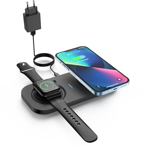 JoyGeek 2-in-1 Wireless Charging Pad: Kabelloses Ladegerät mit Adapter, kompatibel mit Apple iPhone 17/16/15/14/13/12/11 & AirPods 3/2/Pro, für Samsung Galaxy S24/S23/S22/S21
