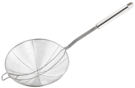 Toyvian Schiumarola Colino in Acciaio Resistente Doppia Spirale per Fritti e Pasta con Manico Resistente al Calore Scolapasta Sicuro per Cucina e Pentola