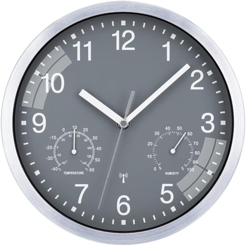 ACCSHINE Orologio da parete radiocontrollato da 25cm, senza ticchettio, silenzioso, funzionamento a batteria al quarzo, facile da leggere per camere, casa, cucina, camera da letto, ufficio, scuola