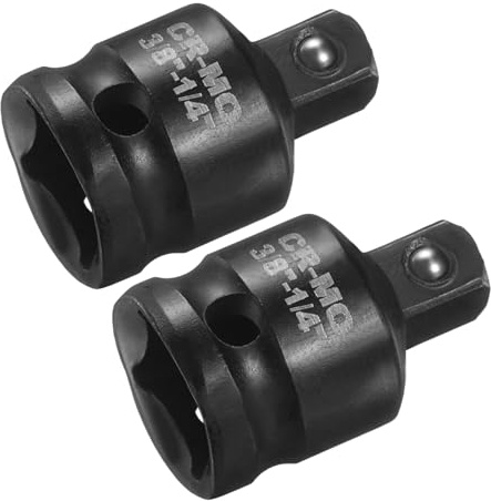 sourcing map 2pcs Impact Socket Adapter 3/8 Female to 1/4 Male Square Drive Reducer Standard SAE CR-MO Steel Converter Impact Driver Ratchet Wrench Breaker Bar Conversion, Black