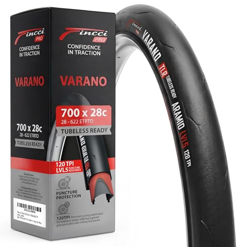 Fincci Cubiertas 700x28 28-622 Plegable Tubeless con Protección Aramid 1mm | Cubierta Antipinchazos 700x28 con 120 TPI y Presión de 80-110 PSI para un Rendimiento Óptimo en Carretera - Pack de 1