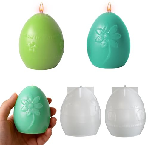 2 moldes de silicona para huevos de Pascua, moldes de silicona 3D para huevos de Pascua, molde de silicona para fundición de huevos de Pascua, molde de yeso para fundir huevos de Pascua, molde de