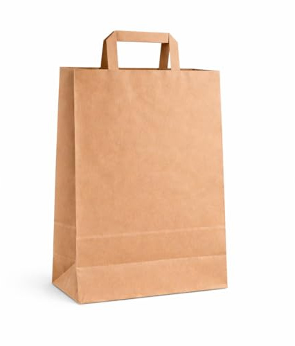 250 Papiertüten Braun mit Henkel 32+17x43cm – Papiertragetaschen und Papiertaschen mit Henkel aus stabilem Kraftpapier