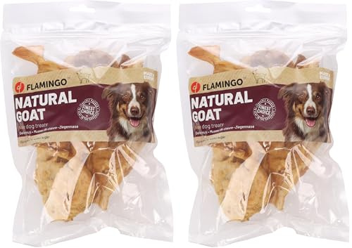 Flamingo Leckerli Hund – Snack Nature Ziegennasen – 150g – glutenfrei – ohne Zuckerzusatz – naturbelassener Hundesnack (Packung mit 2)