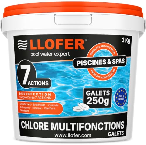 Chlore Multifonction en Galet de 250g - 3kg - Désinfection Longue Durée 7 en 1, Haute Teneur en Chlore (92%), Fabriqué en Europe