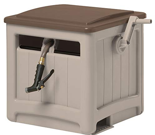 Suncast 225 ft. Smart Trak Hose Hideaway with Crank Handle for Easy Winding, Weather-Resistant, 26 W x 21 D x 21.5 H, Beige