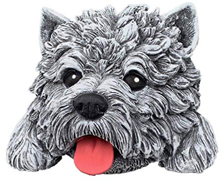 stoneandstyle Steinfigur Westhighland Westie Kopf Terrier frostfest wetterfest Gartenfigur