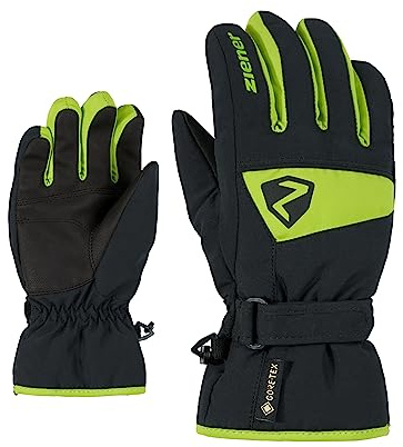 Ziener Lago GTX Glove - Guanti da sci per bambini, impermeabili, traspiranti, colore verde lime, taglia 4,5