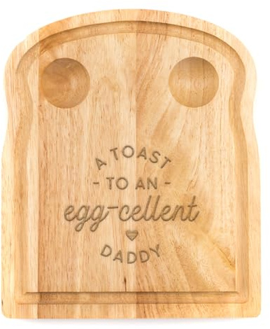 Breakfast Egg Board - A Toast to an Egg-cellent Birthday Gifts, Mum, Dad from Son Kids Daughter Baby - Unique Mothers Day Fathers Day Idea - Funny Engraved Pun Design Natural Wood (Daddy)
