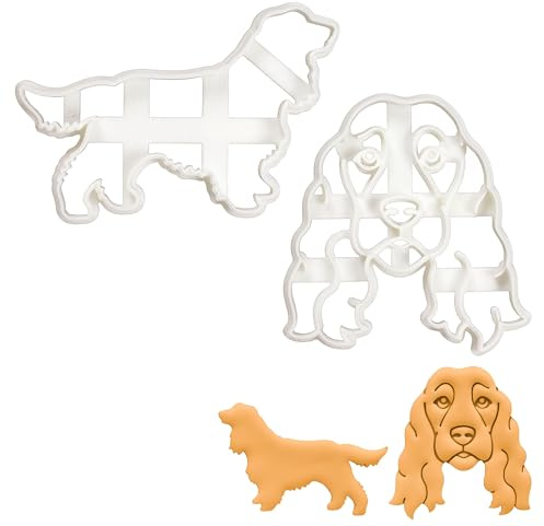 Satz von 2 Cocker Spaniel Anzeigen Ausstechformen (Formen: Gesicht und Silhouette), 2 Teil