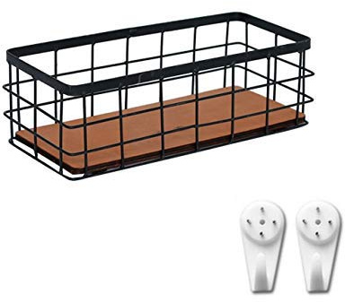 Cratone Drahtkorb Schwarz Metall Grid Aufbewahrungskorb Dekokörbe Schwarz Allzweckkorb mit Griffen Drahtkorb für Lagerung Ablagekorb (Schwarz-1)