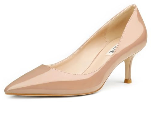 JOY IN LOVE Women's Shoes Low Heels Pointy Toe Kitten Heel Daily Pumps Nude 8.5 US