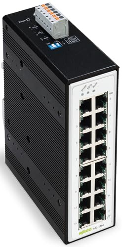WAGO Industrial-Switch 852-1106 | mit 16 ETHERNET‐Ports 10/100/1000 MBit/s Autonegotiation und Diagnose‐LEDs auf der Vorderseite, unterstützt bis zu 8000 absolute MAC‐Adressen