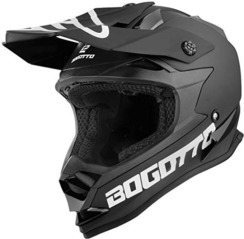 Bogotto V321 Solid Casque de Motocross, Schwarz Matt, XL