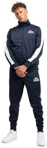 Lonsdale Herren-Sportanzug, normale Passform Sportbekleidung aus Polyester | Stehkragen, Reißverschlusstaschen, Langarmjacke, Hose mit elastischem Bund, Trainingsanzug für Fitnessstudio, Reisen & Alltag