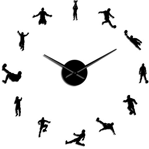 通用 Giocatori di calcio Contemporaneo Orologio da parete oversize Gioco di calcio adesivo da parete Tifosi di calcio per bambini Decorazioni da parete per soggiorno B-37