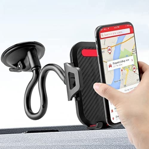 LEEMASING Soporte para parabrisas de coche de 360 grados cuello de cisne largo brazo fuerte succión compatible con iPhone 12 11 Pro XS Max SE 8 Samsung S21 S20