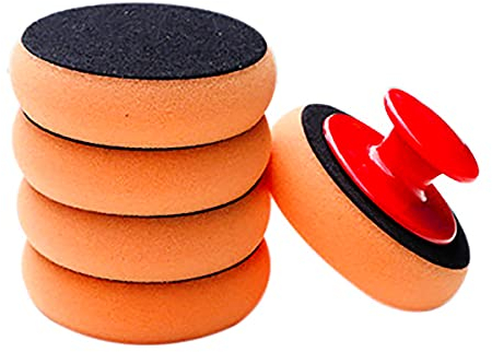 Buffing Polishing Pads, 5Pcs 3.9 Inch Backing Plate Compound Buffing Sponge Pads For Polishing and Waxing with Grip Handle