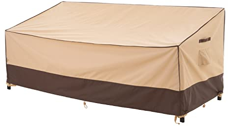 F&J Outdoors Abdeckung Gartenbank Abdeckhauben für Loveseats, Wasserdicht UV-beständige 2-Sitzer Lounge Schutzhülle,Gartenbänke Bank Plane Draußen Schneeschutz im Winter 158x84x61/81cm