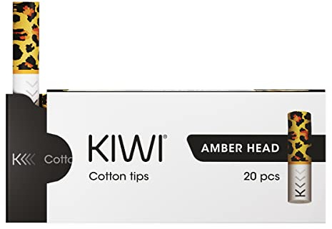 KIWI Ricambi, Tips Ufficiali in Cotone per Sigaretta Elettronica KIWI, Pacchetto da 20, No E-Liquind, No nicotina (Amber Head)